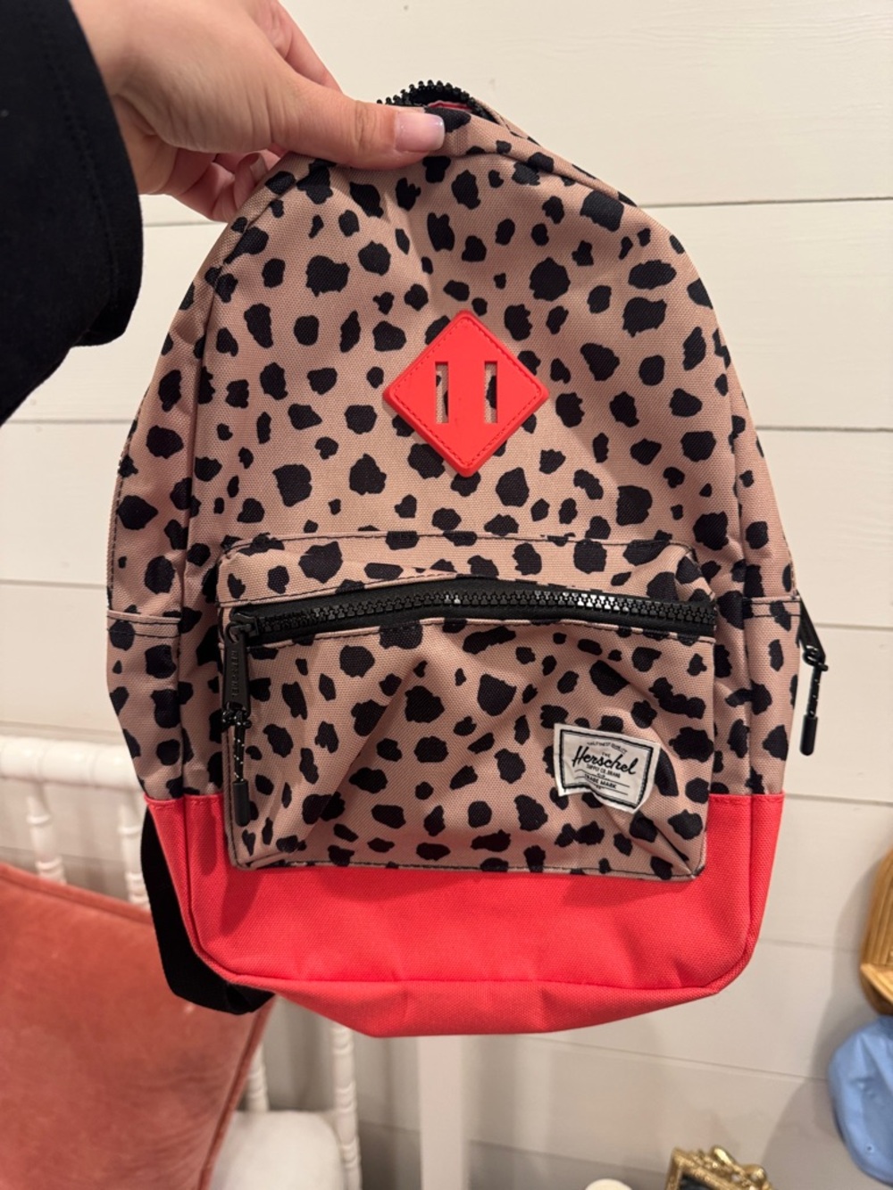 Herschel Supply Company Kids Mini Backpack in Leopard Print Pink and Coral
